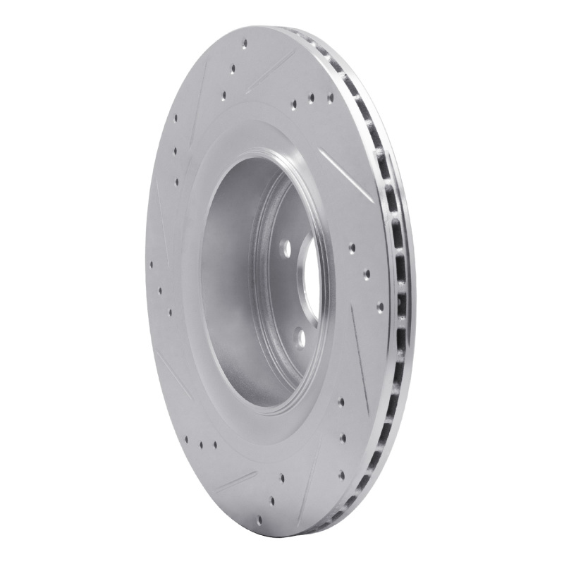 Infiniti G37 Brake Rotor (1) - Rear Right - R1 Concepts - Drilled & Slotted - Silver - `08-`25